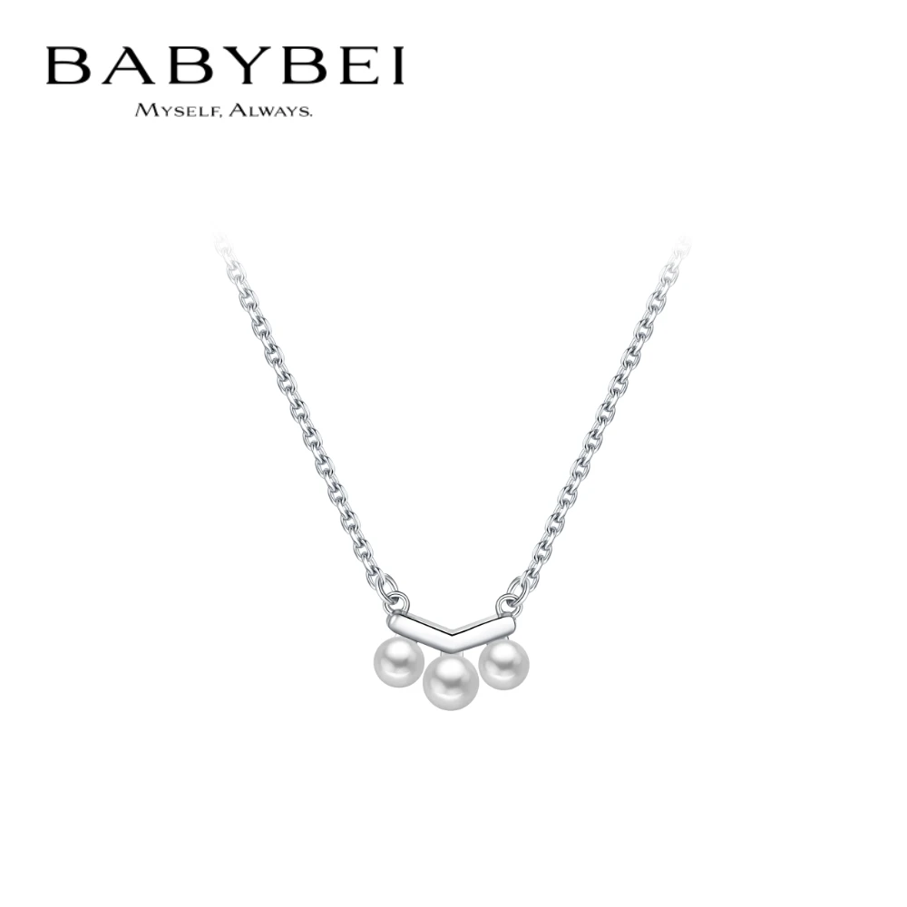 BABYBEI/初贝 坠链均925银 小山谷项链锁骨链贝珠时尚简约通勤