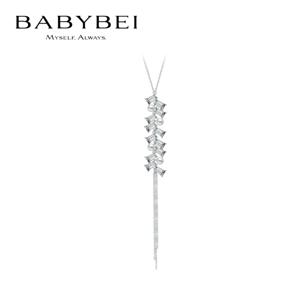 BABYBEI/初贝 坠链均925银 爆竹项链毛衣链贝珠国潮流苏Y字华丽