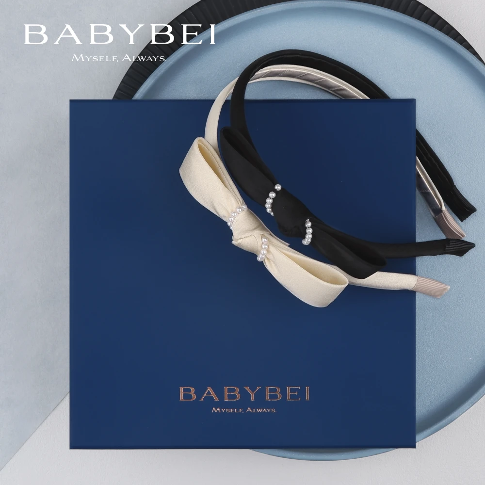 BABYBEI/初贝丝丝高亮珠细版发箍蝴蝶结气质优雅温柔减龄黑色米色