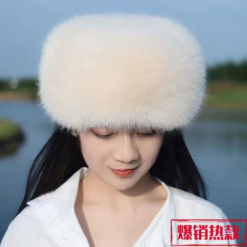 新款韩版欧貂仿狐狸毛仙女帽公主帽网红藏族帽子白毛冬季百搭毛绒
