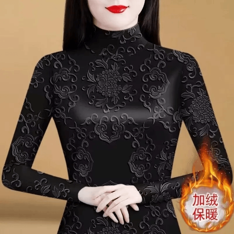 CY秋冬新款一体绒德绒加绒保暖打底衫女士休闲大码印花长袖恤上衣