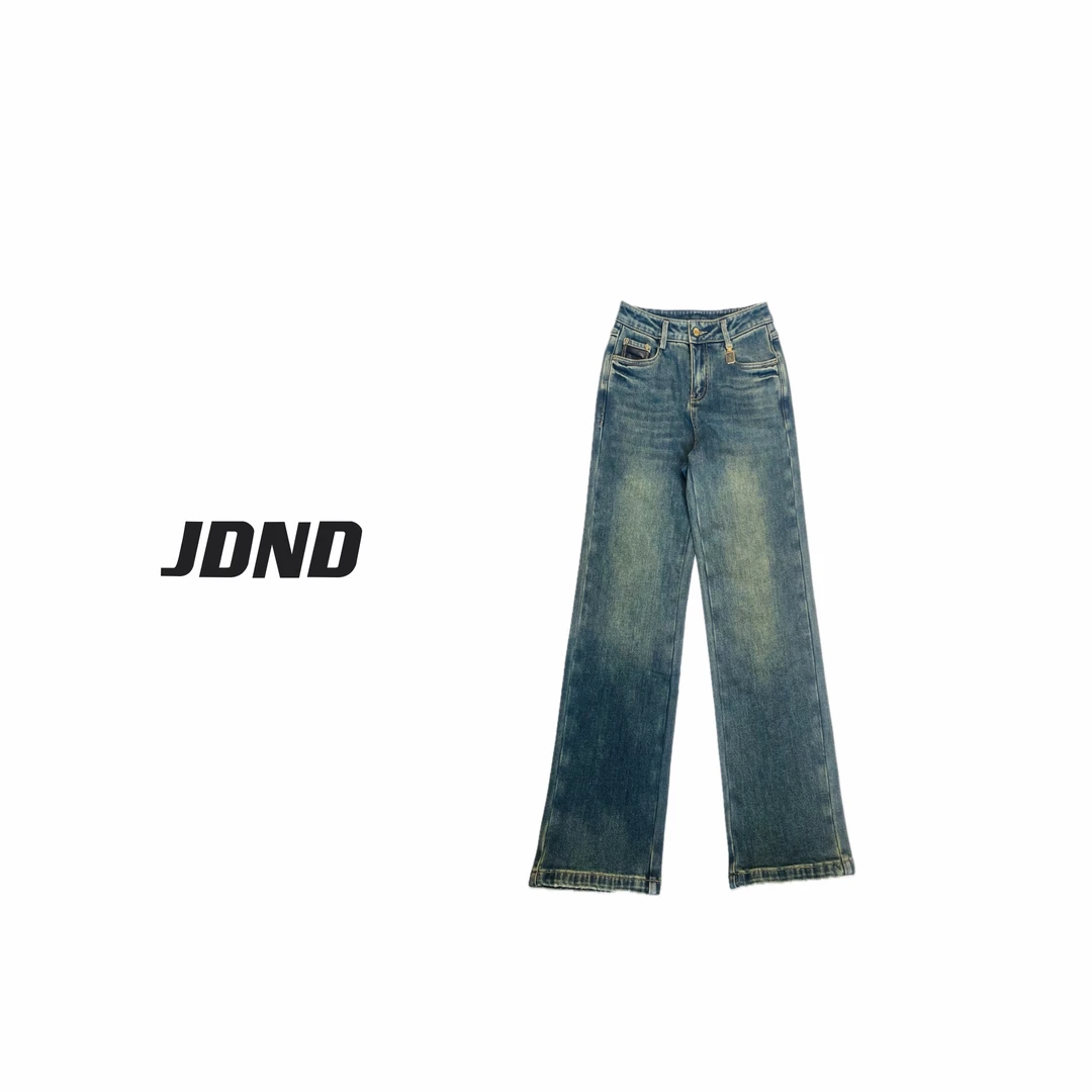 JDND轩羽品牌【加绒升级版】冬季时尚百搭直筒阔腿牛仔裤XY23611