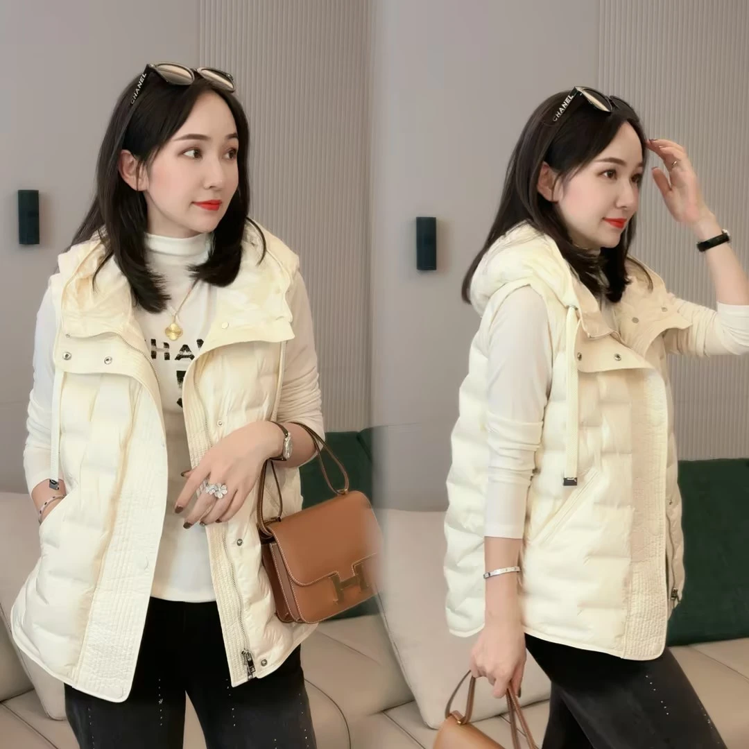 JDND轩羽品牌【纳米三防鹅绒】连帽鹅绒马夹XY23353