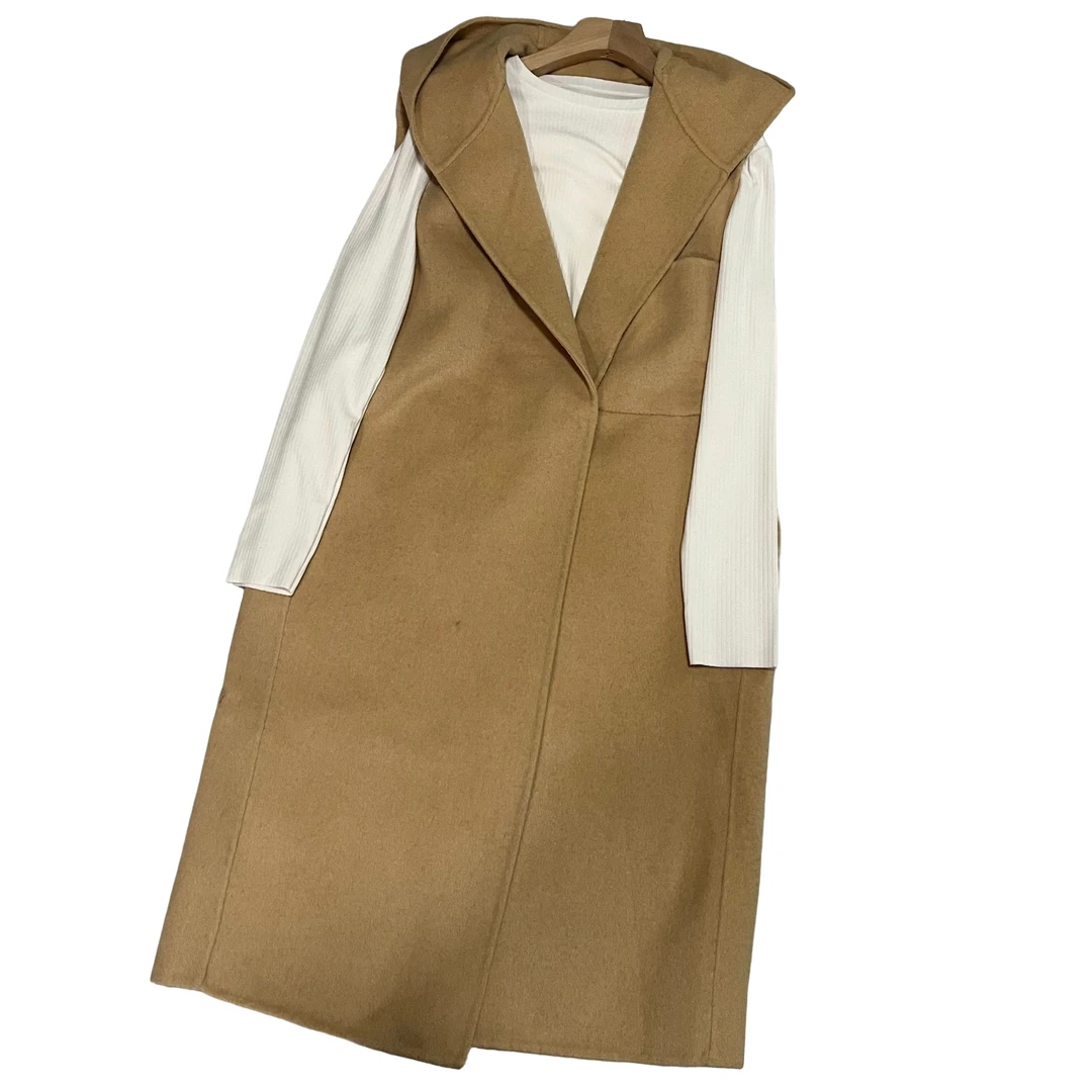 1218款女士休闲连帽羊绒宽松马甲