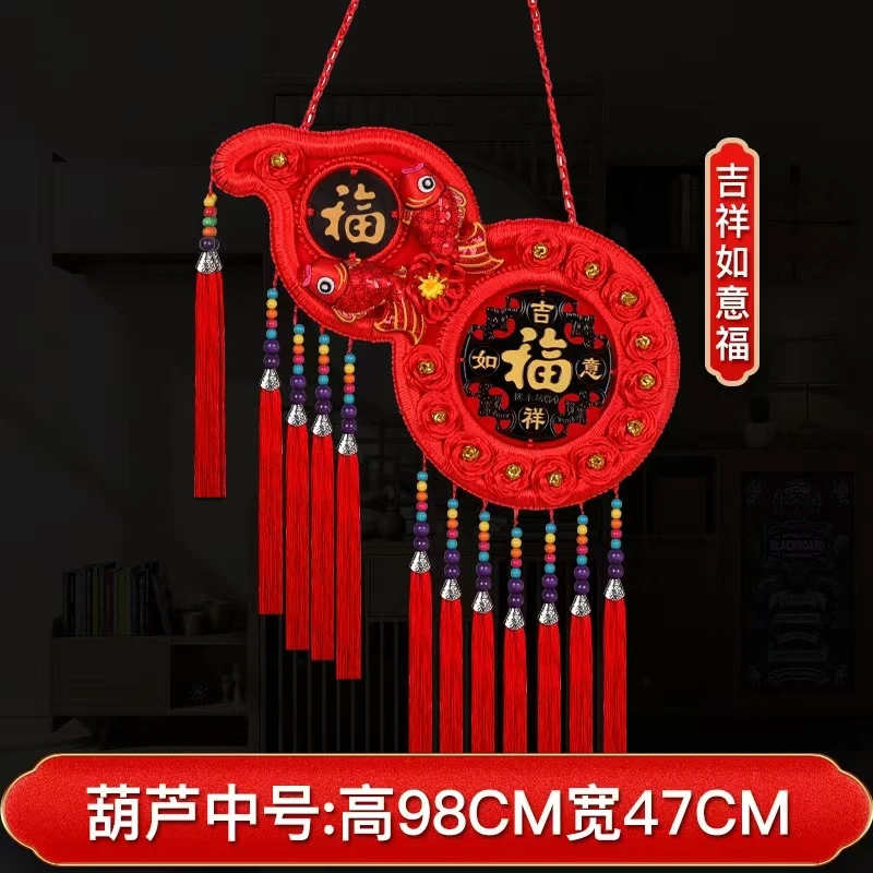 实木斜挂葫芦挂件中国结