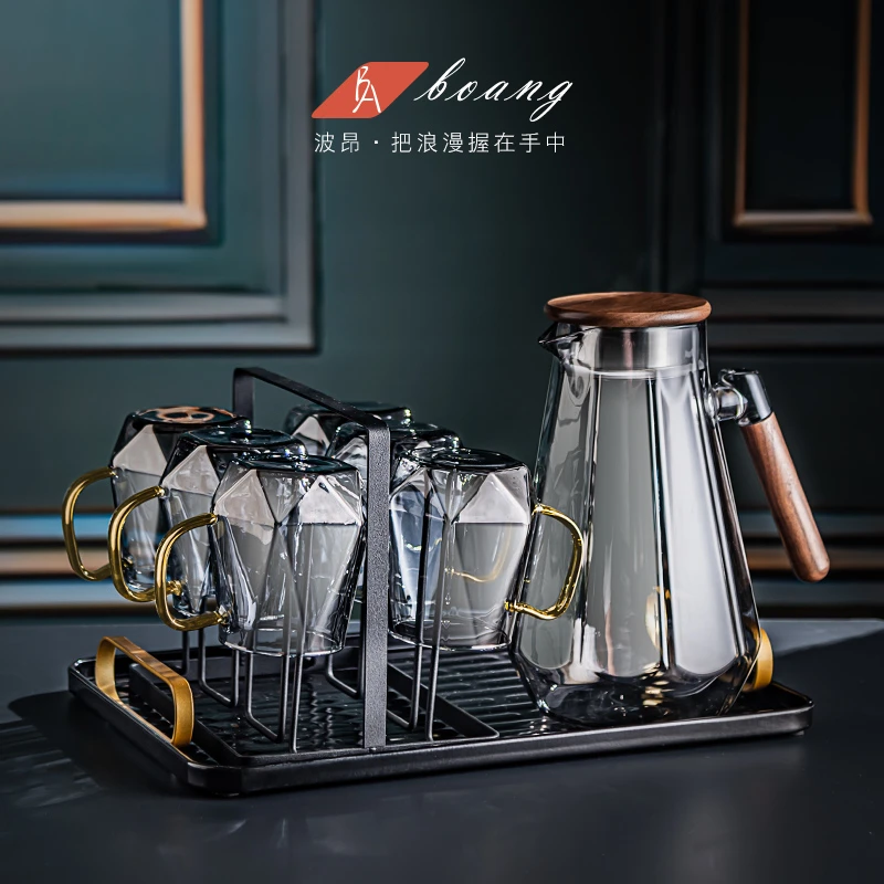 冷水壶玻璃套装耐高温家用凉茶白开水杯客厅装凉水壶冷泡杯扎壶