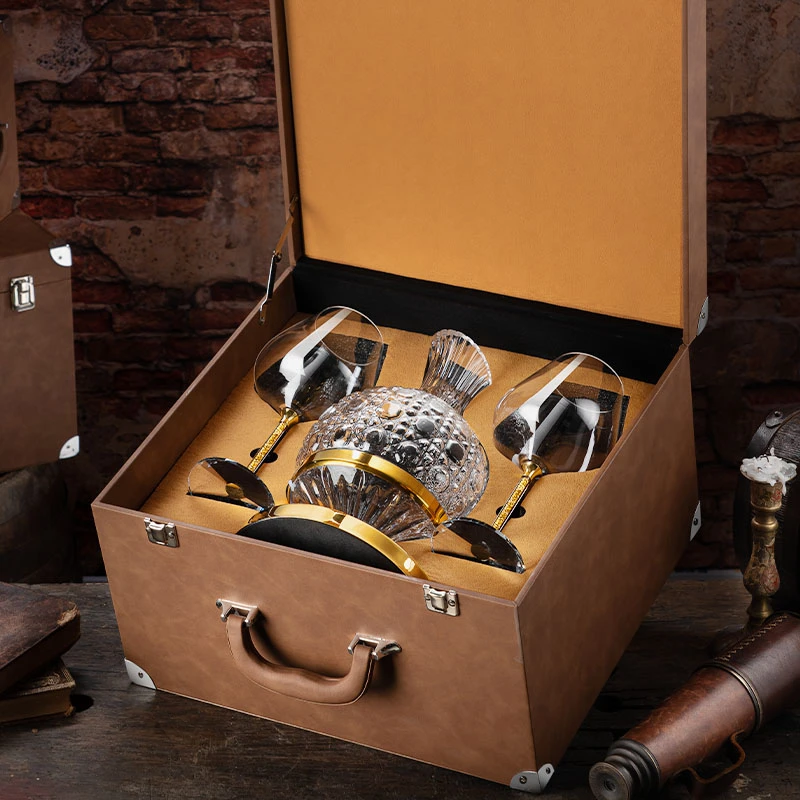 创意红酒杯轻奢高档水晶勃艮第高脚杯套装旋转醒酒器爆款酒具礼盒