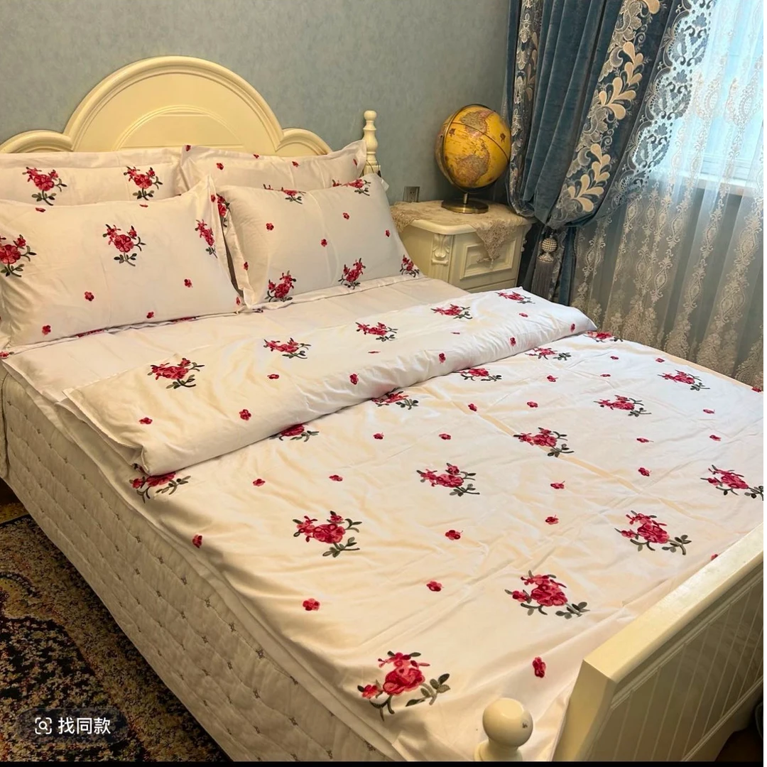 2025民族风纯色单人三件套 棉刺绣田园风床上用品