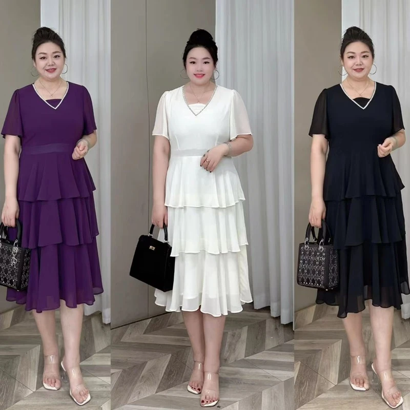 【梅姐定制】PDM22046夏季时尚气质大码连衣裙