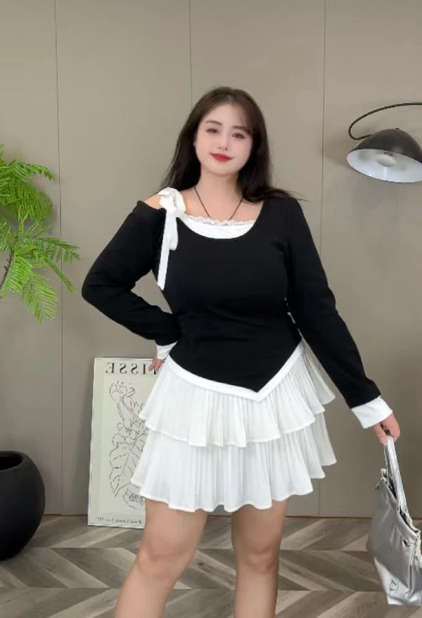 【小巧定制】XQ2173设计感拼接系带上衣