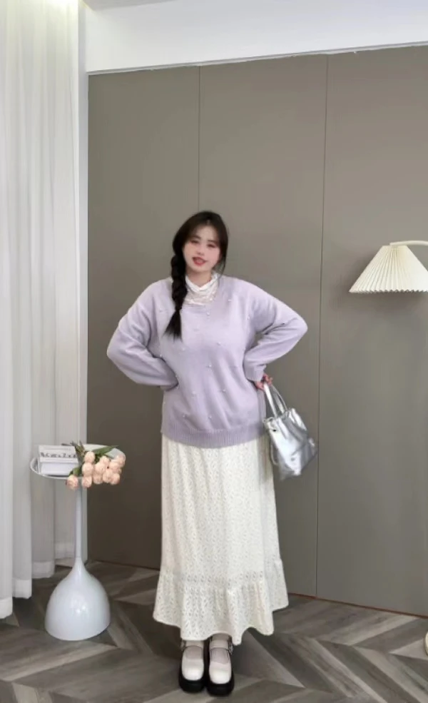 （半身裙）【小巧大码】XQ2220秋季新款蕾丝半裙大码女装