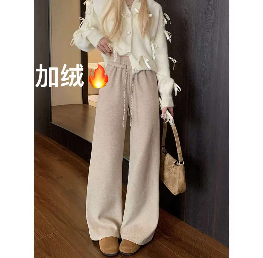 【小巧定制】XQ2252秋季新款百搭显瘦直筒加绒阔腿裤