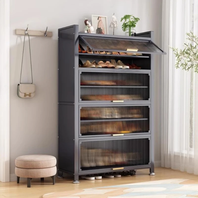 钢制鞋柜家用门口2024新款入户落地防尘透明玄关柜客厅卧室收纳柜