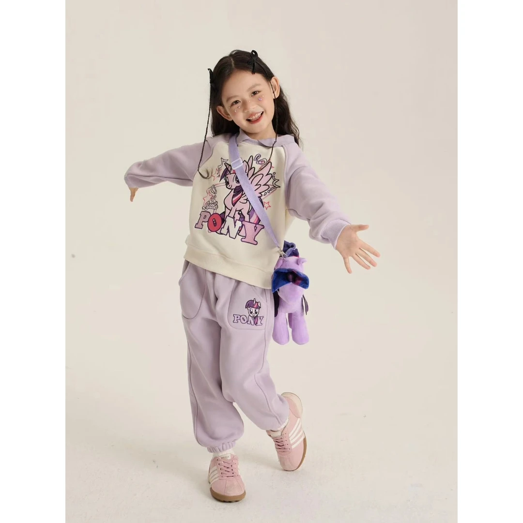 【小马宝莉】秋季新品童装卡通重工刺绣拼接儿童套装-YF841