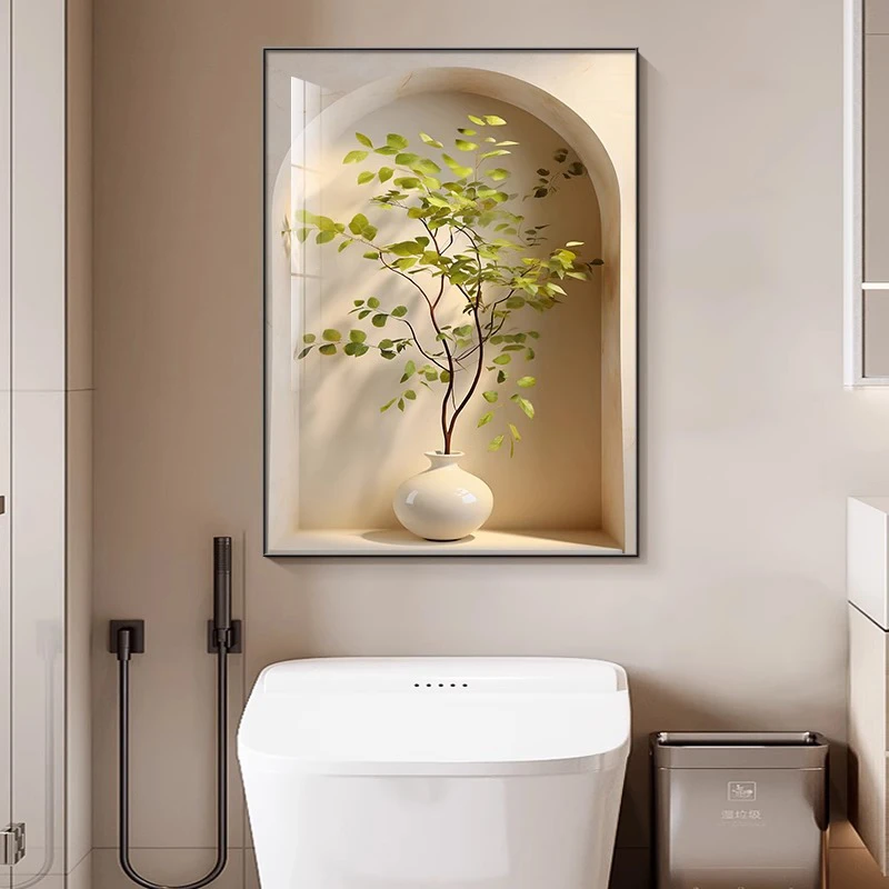 空间延伸浴室卫生间墙面装饰画绿植洗手间壁画厕所背景墙防水挂画
