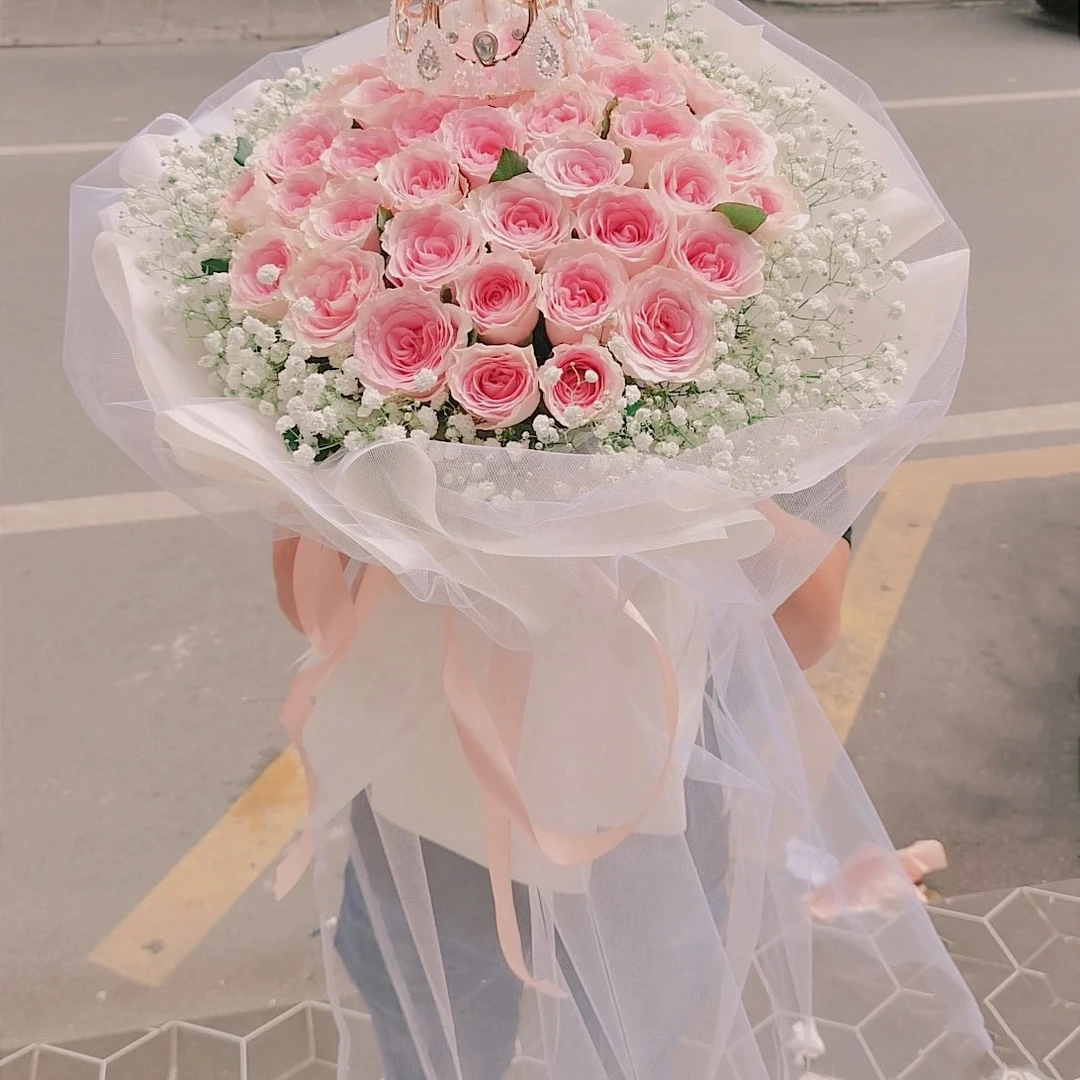 【洛神】粉玫瑰花束11朵/19朵/33朵/52朵