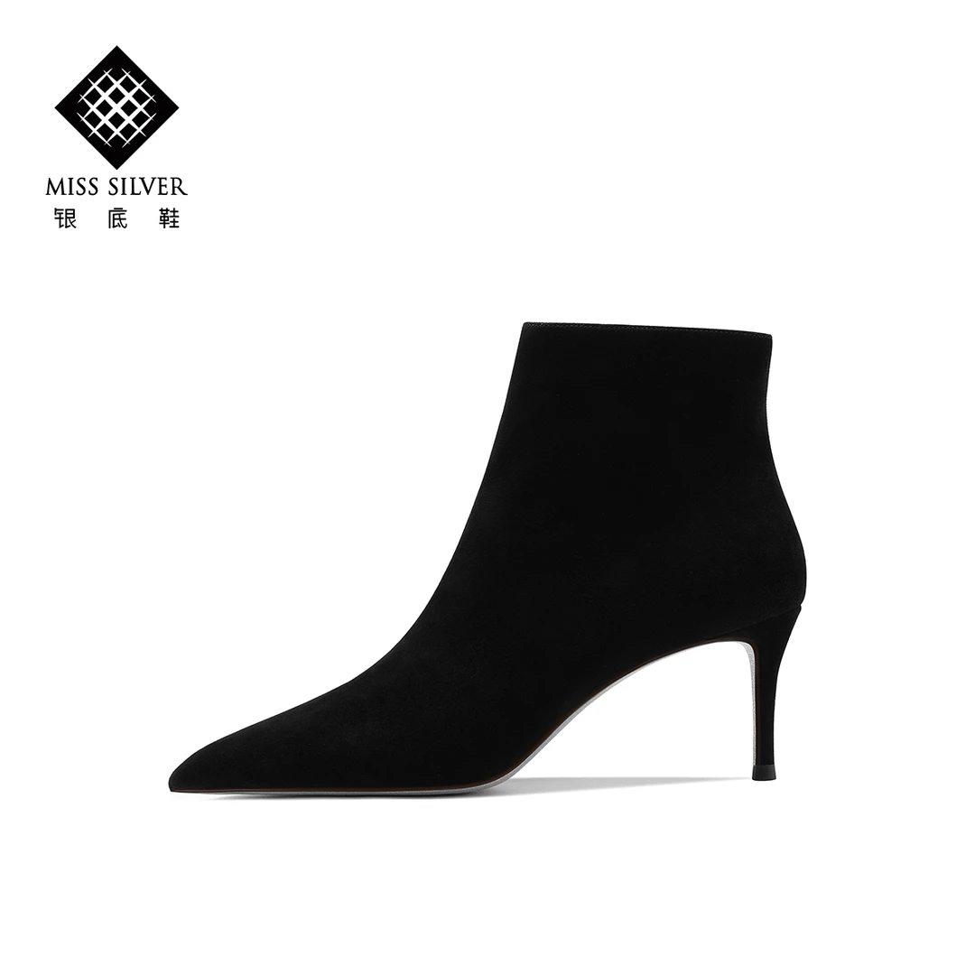 黑色靴子女短靴女鞋秋季2020新款高跟鞋女细跟瘦瘦靴春秋尖头短鞋