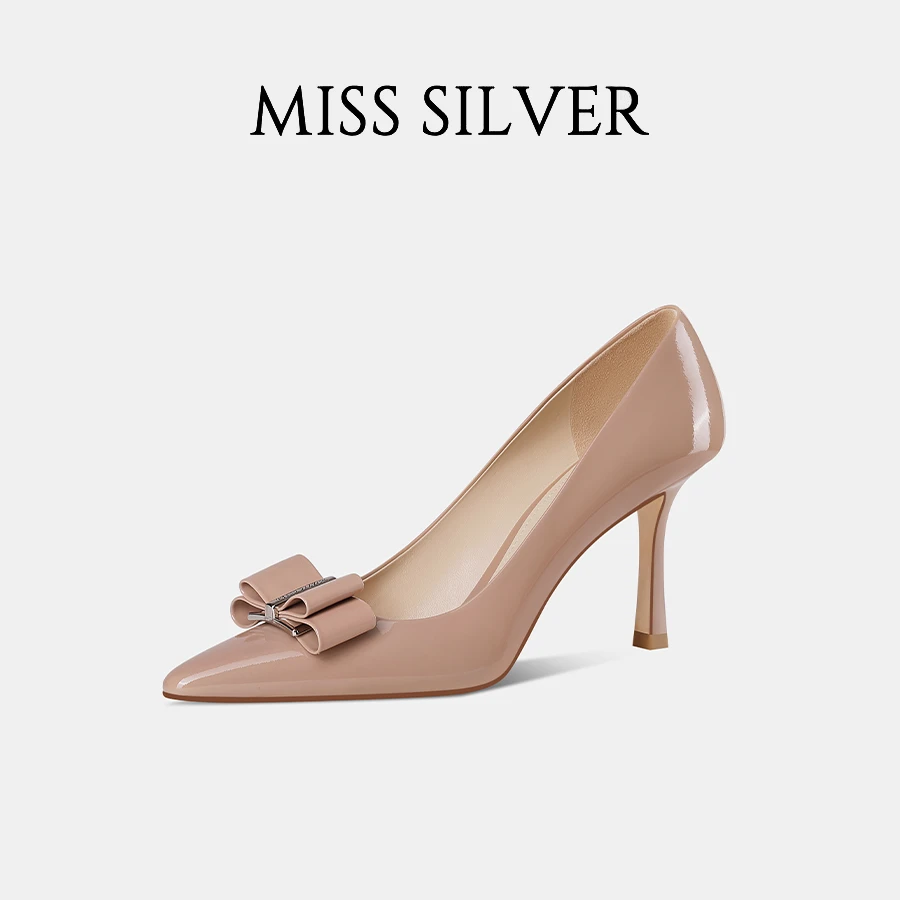 MISSSILVER蝴蝶结高跟鞋女2024秋季新款性感气质浅口尖头单鞋