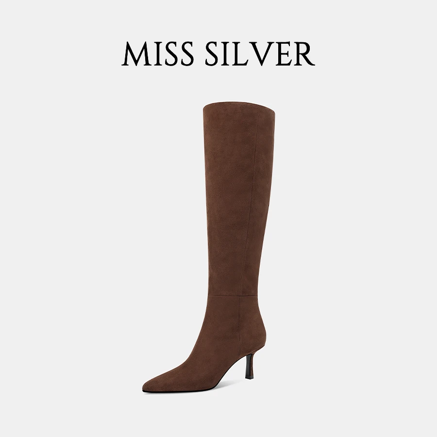 MISSSILVER  MISSSILVER时尚女靴2024冬季新款尖头细跟长筒堆堆靴