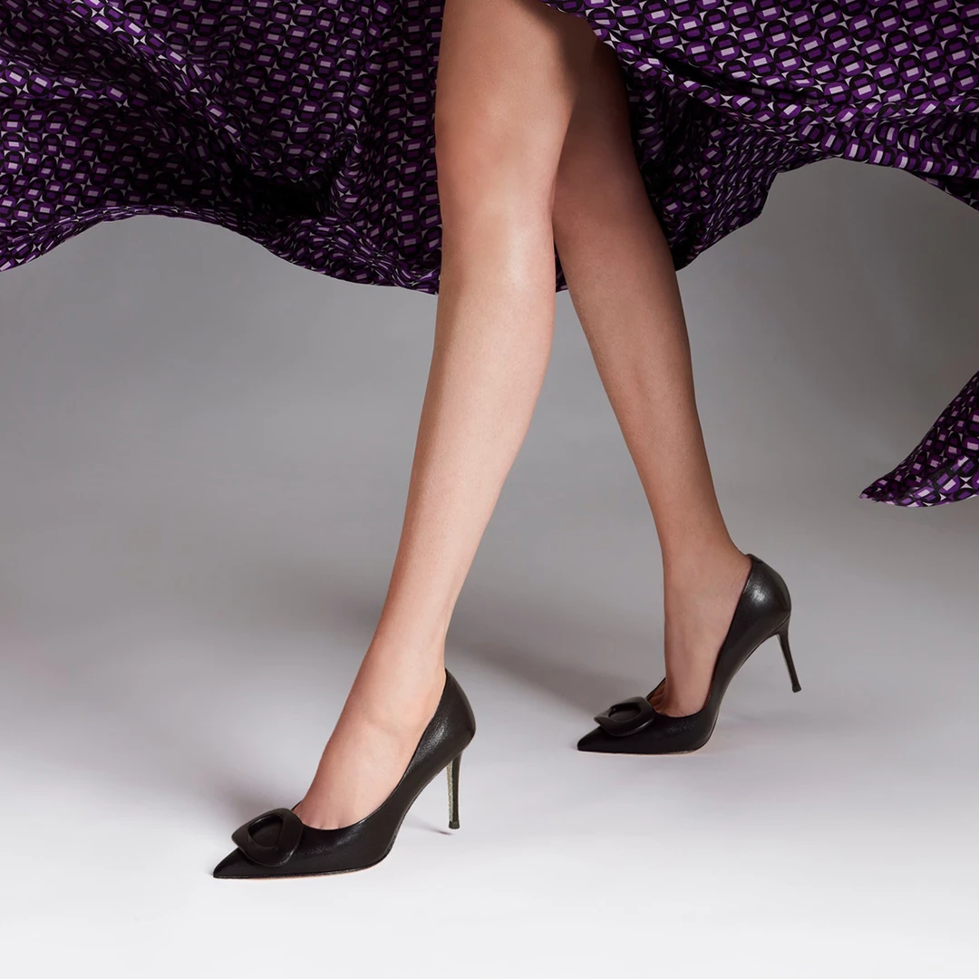 MISSSILVER气质通勤单鞋女2025年春新款焦糖色方扣尖头通勤穿搭