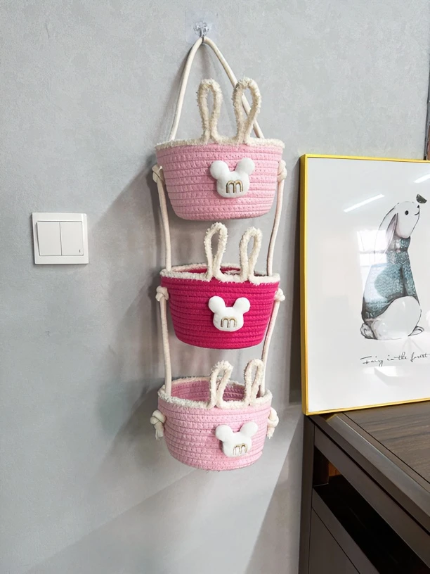 （里子专属）可爱毛毛耳朵创意储物手工挂篮家居卡通收纳筐壁挂式