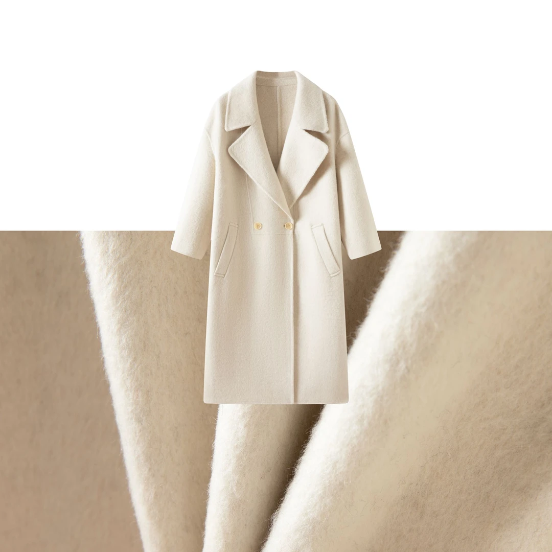 Z2406双面外套毛呢中长款双面呢秋冬呢羊毛大衣女装冬季