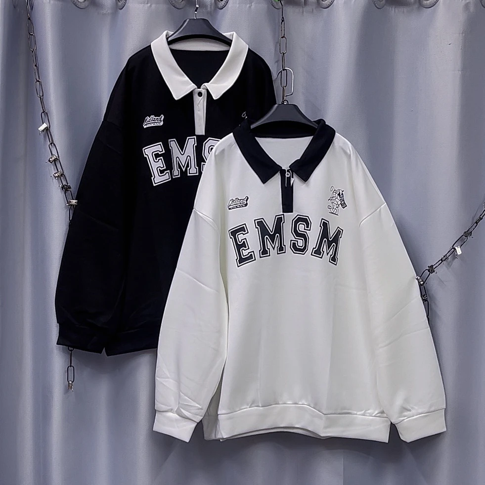 200-300斤 分码 洋气撞色复合棉polo休闲卫衣