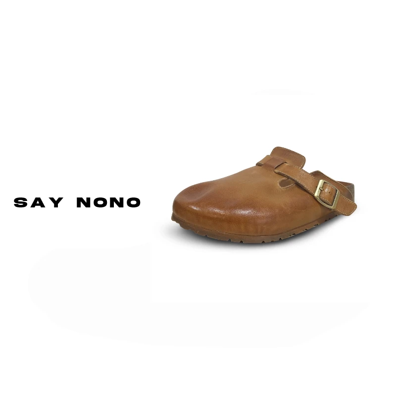 Say nono 舒适休闲懒人植鞣小牛皮勃肯包头拖2.5cm