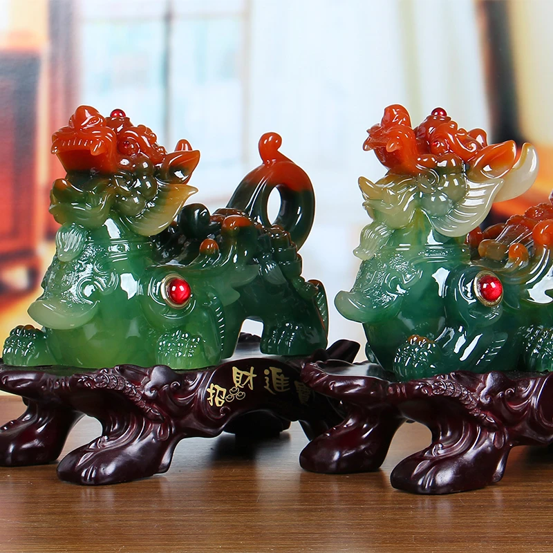 仿玉貔貅摆件工艺品一对 招财聚财大小号 家居酒架柜创意客厅摆设