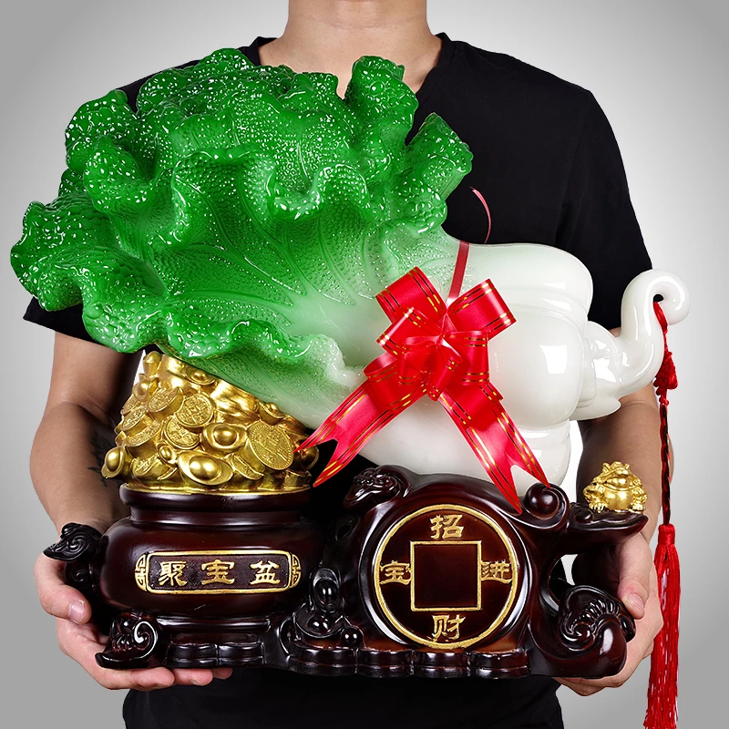 玉白菜摆件百财开业礼品招财聚宝盆工艺品客厅电视柜酒柜玄关摆设