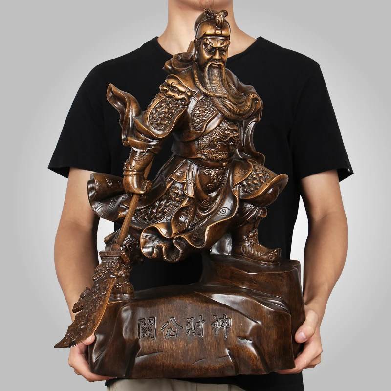 招财关公神像摆件仿木雕武财神关羽佛像客厅店铺开业摆件