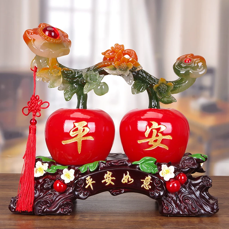 平安如意苹果摆件客厅玄关酒柜工艺品中式新房装饰品乔迁搬家礼物