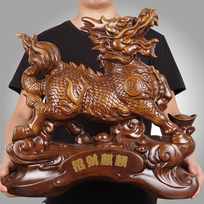 招财麒麟摆件公母一对旺财吉祥物客厅办公室家居装饰开业高端礼品