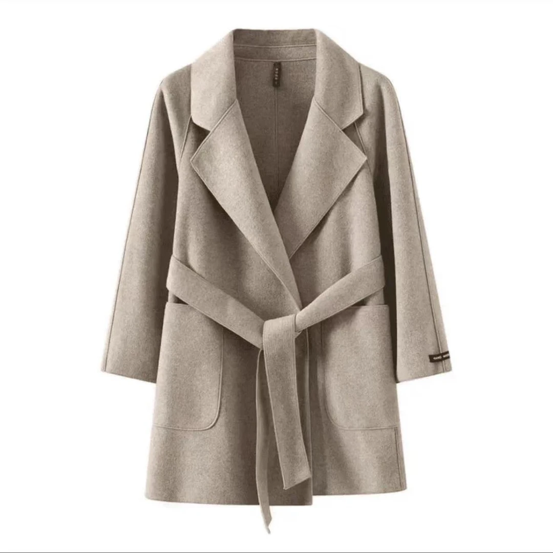 双面绒外套女短款小个子毛呢大衣气质百搭显瘦韩版宽松遮肉