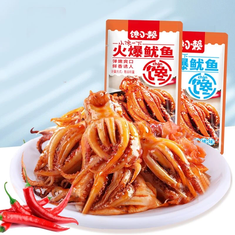火爆鱿鱼杏鲍菇混合香辣铁板鱿鱼须即食休闲美味麻辣解馋零食小吃