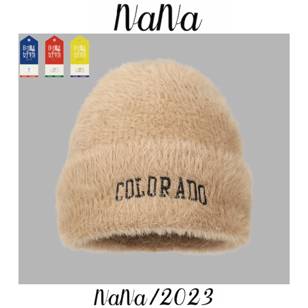 原创设计 毛绒秋冬保暖帽针织帽女秋冬季时尚保暖堆堆冷帽显脸小z