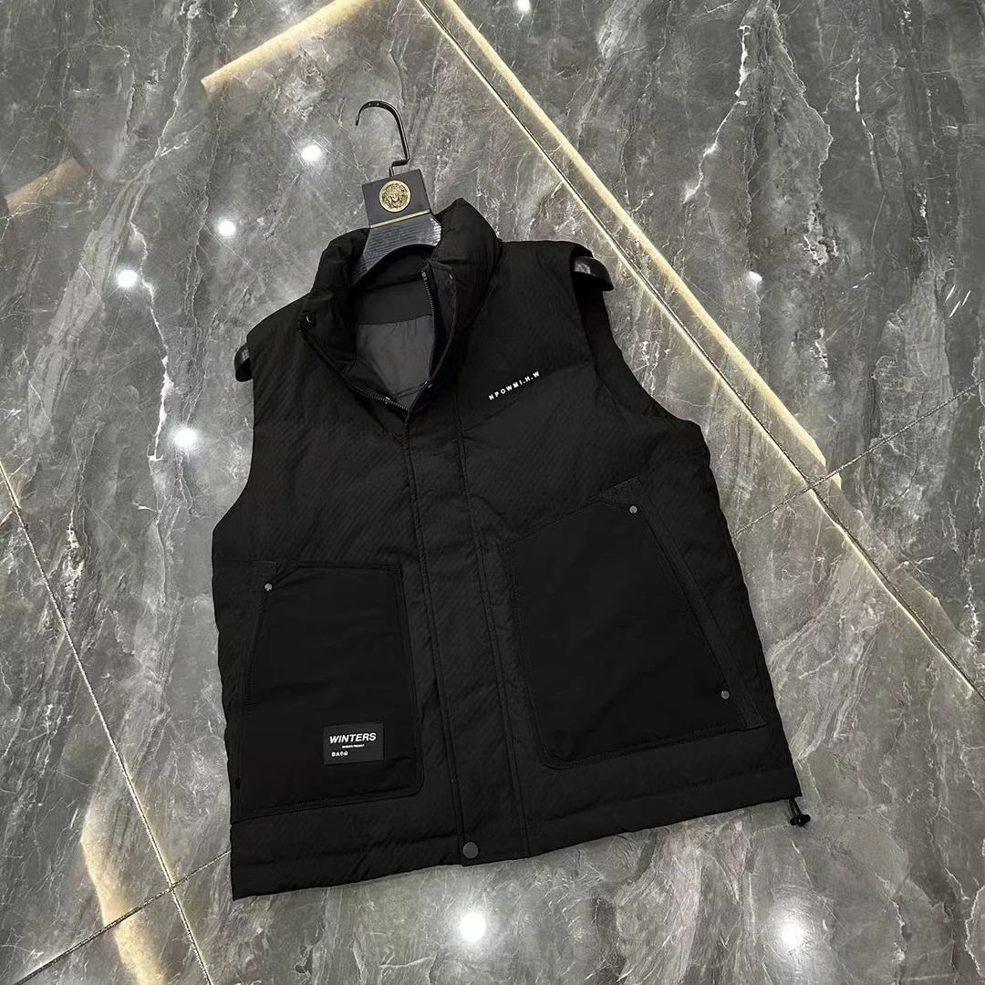 男士冬季厚款立领纯色拉链马甲常规款-3023