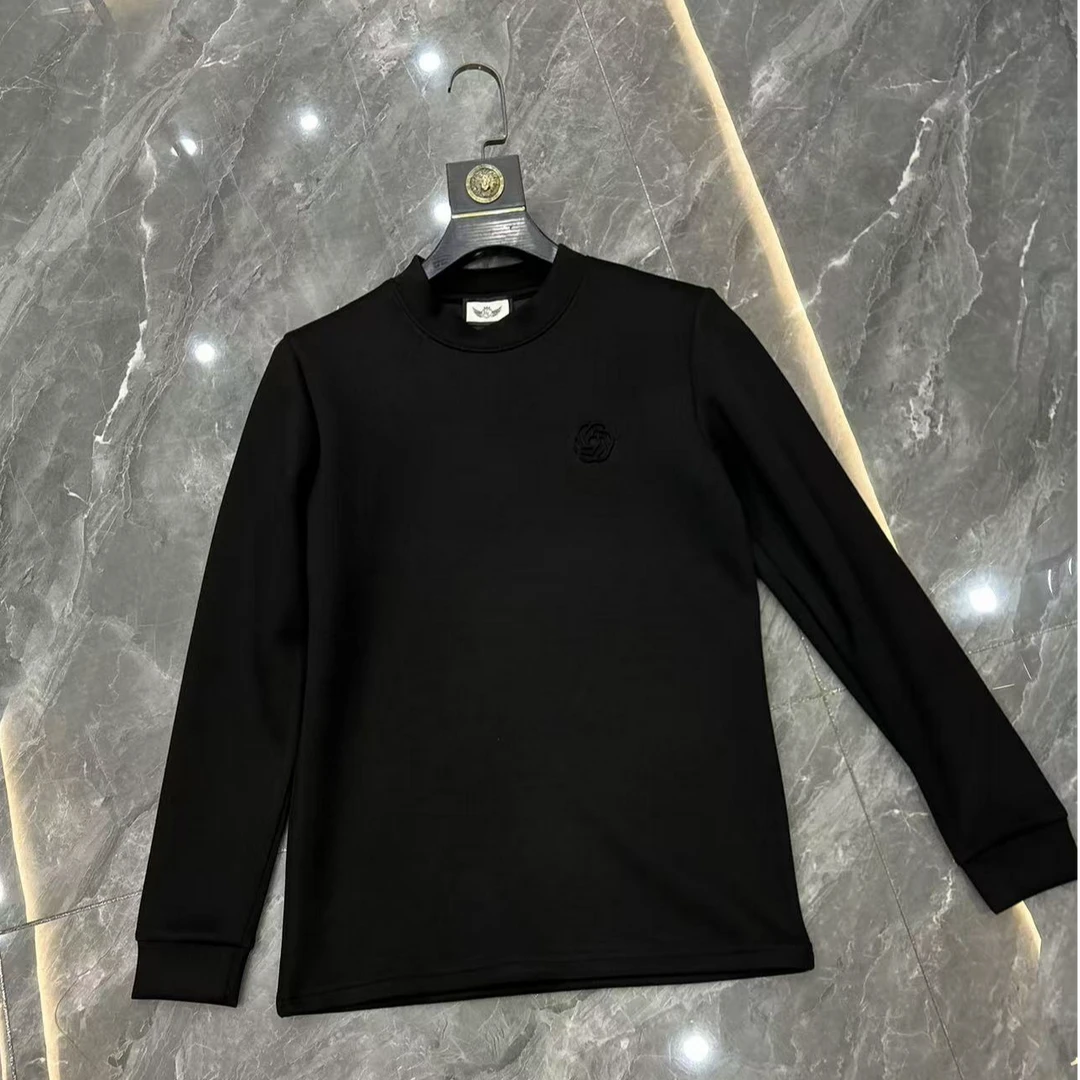 【加厚】男士冬季保暖半高领钢印简欧长袖打底-032