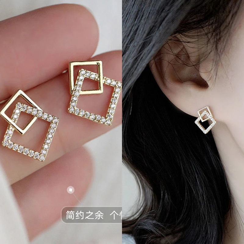 几何s925银针耳环小众设计高级感小耳钉耳饰女个性2023年新款爆款