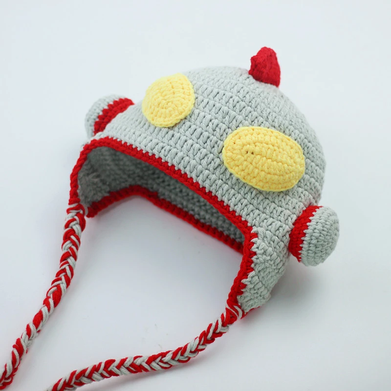 【非成品】钩针奥特曼儿童帽子diy手工编织宝宝毛线护耳帽材料包