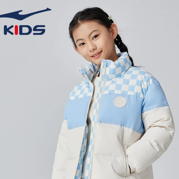 鸿星尔克女童加厚羽绒服中大童面包服秋冬保暖外套68222401028