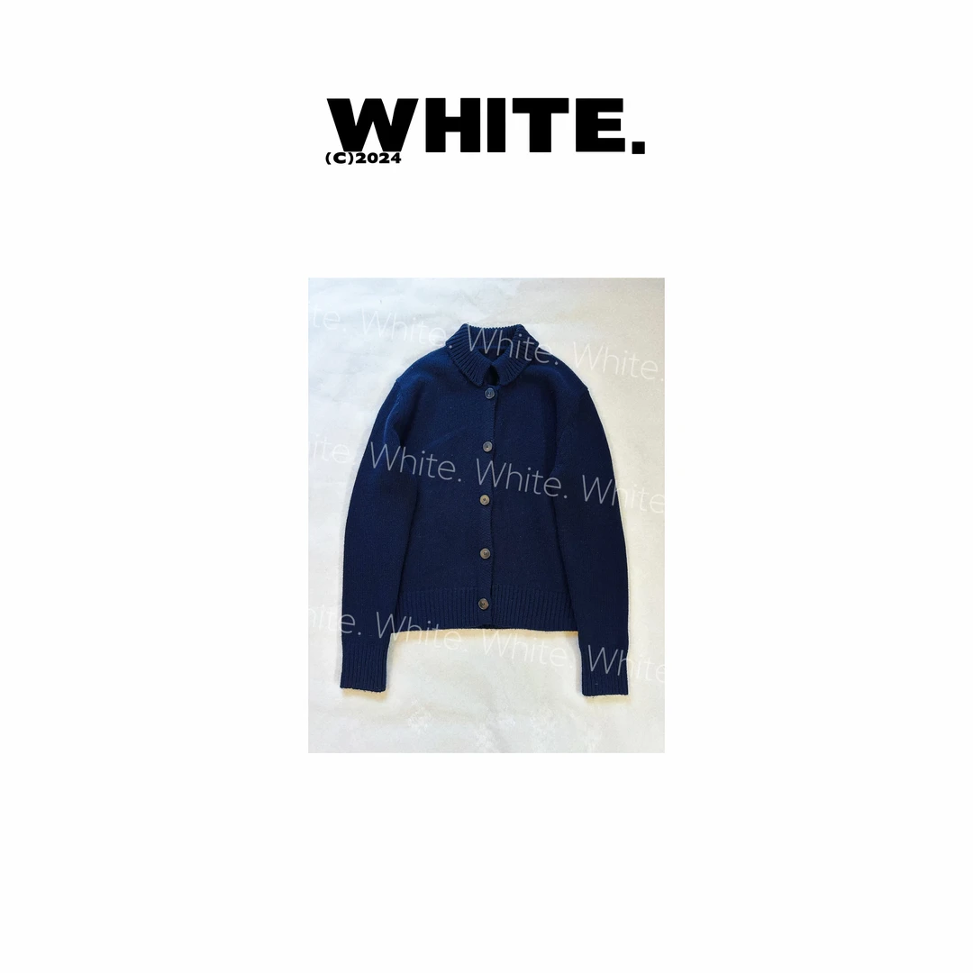 【青山】加厚小翻领长袖纽扣羊毛开衫