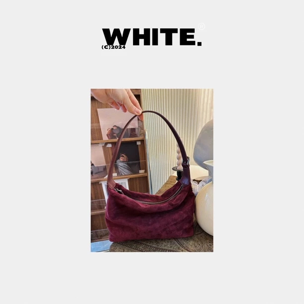 酒红小包 复古腋下包