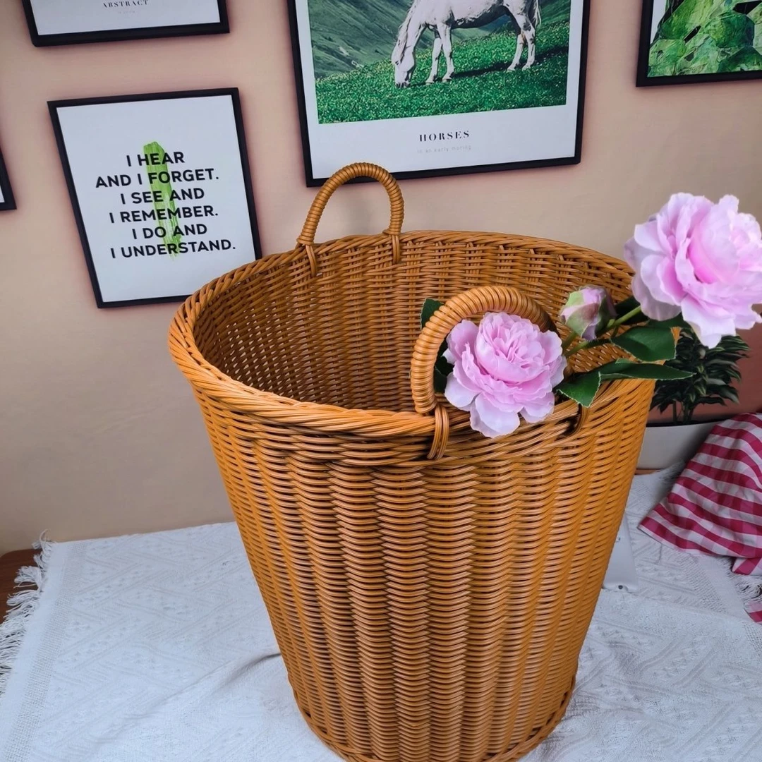 Q60中式长筒超大容量衣服收纳筐浴室简约方便卧室脏衣篓