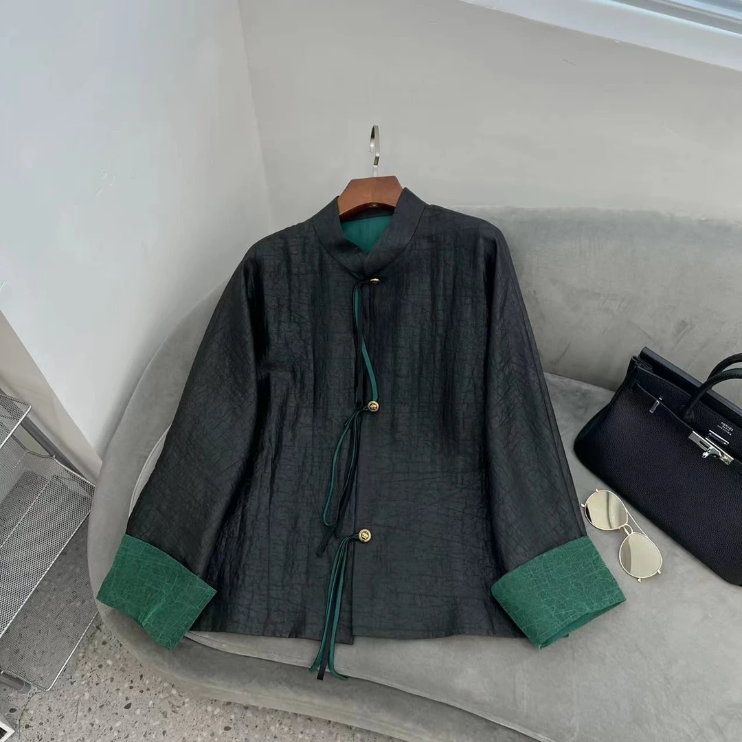 【花滿林】小立领流苏扣龟裂纹外套5879