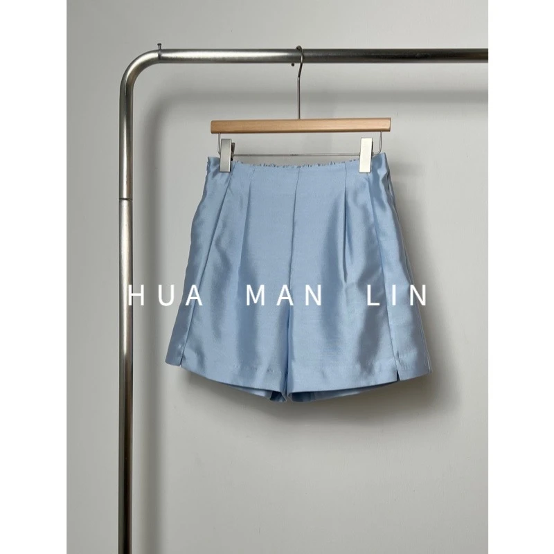 【花滿林】新款后松紧腰桑蚕丝丝毛时尚百搭短裤3122