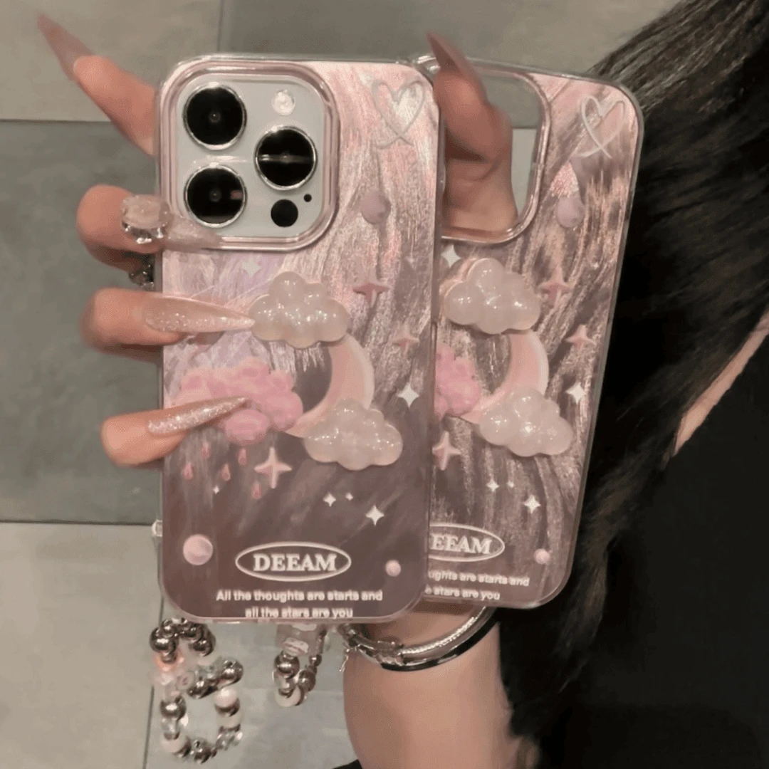 梦幻云朵月亮贴件手链适用iPhone15/14羽纱手机壳