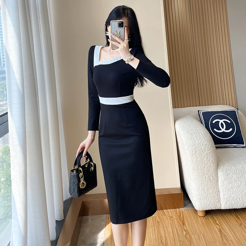 2024秋装新款轻奢小香风收腰高腰裙子轻熟风职业包臀连衣裙女