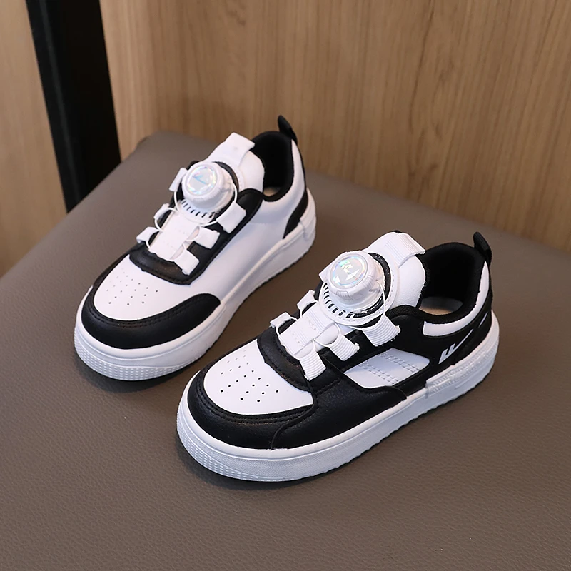 回力童鞋儿童板鞋2024新款旋转纽扣时尚百搭小白鞋男童休闲鞋