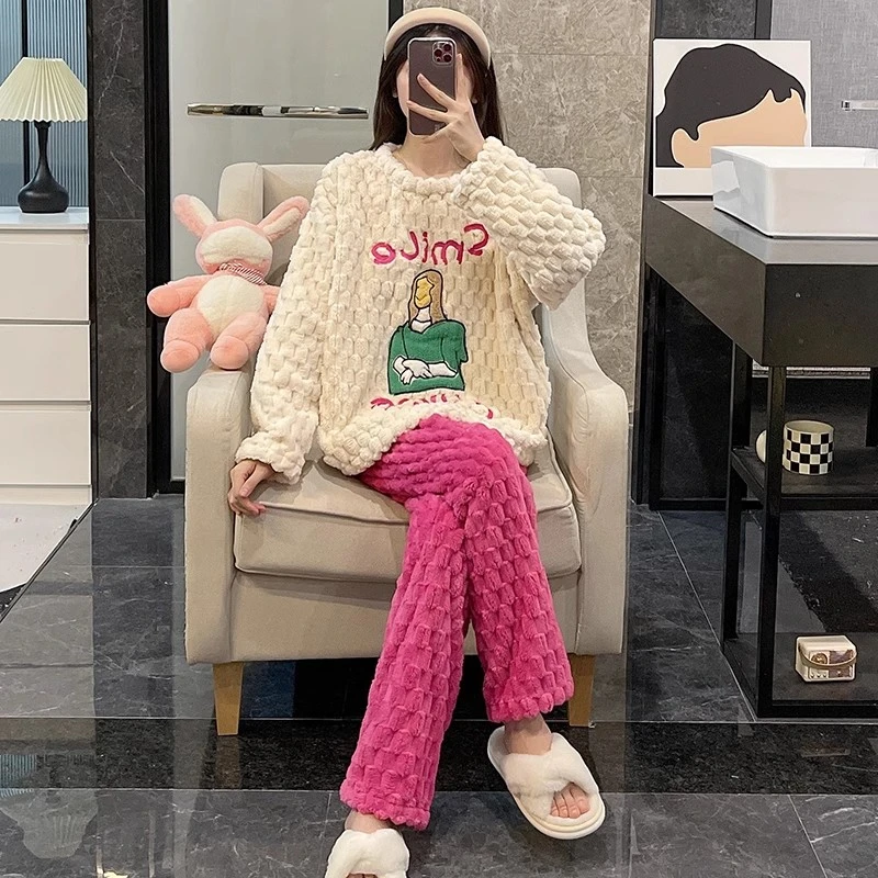 珊瑚绒睡衣女款秋冬季爆款2025新款加绒加厚法兰绒冬天家居服套装